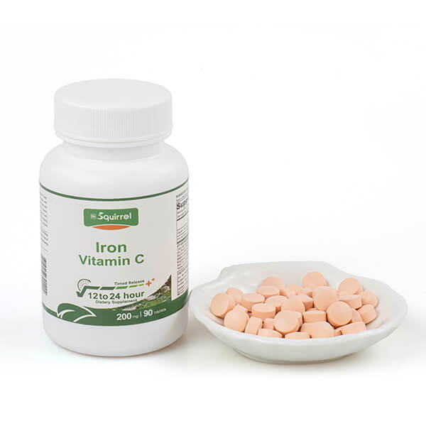 Vitamin C 200 Mg With Iron 50 Mg 90 Tablets Extended Release Caplet Support Oxygen Rich Blood 